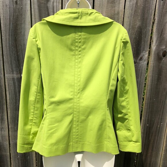 Lafayette Lime Green Jacket 6 Top Coat Long Sleeve Small Zip Collar Pockets - Picture 4 of 8